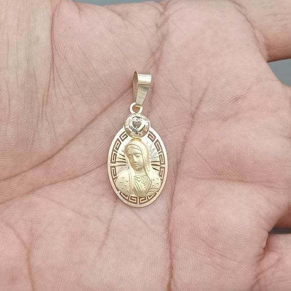 10kt real gold try color virgin mary pendant